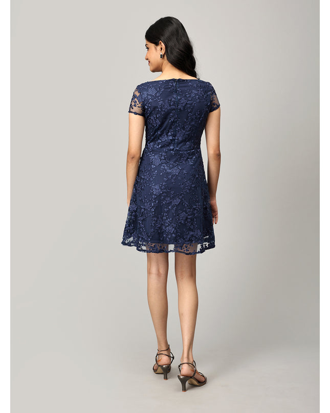Blue A Line Net Dress