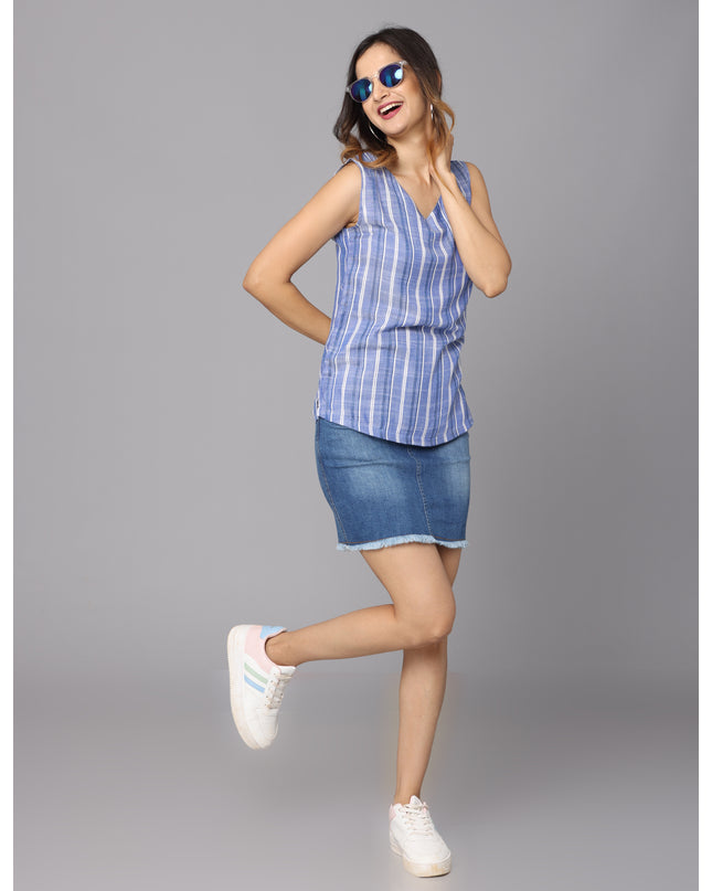 Shop the must-have blue striped sleeveless top online
