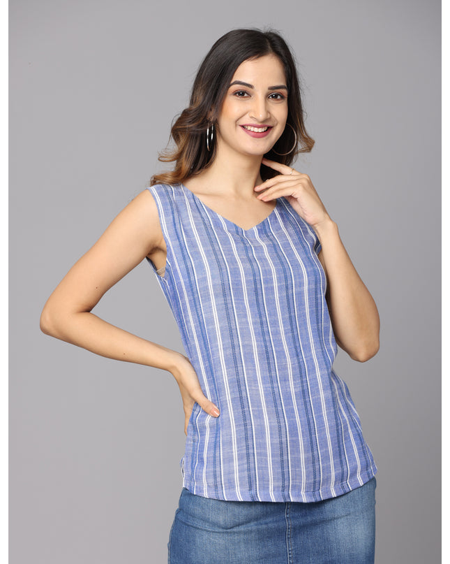 Buy Blue Striped Sleeveless Top online