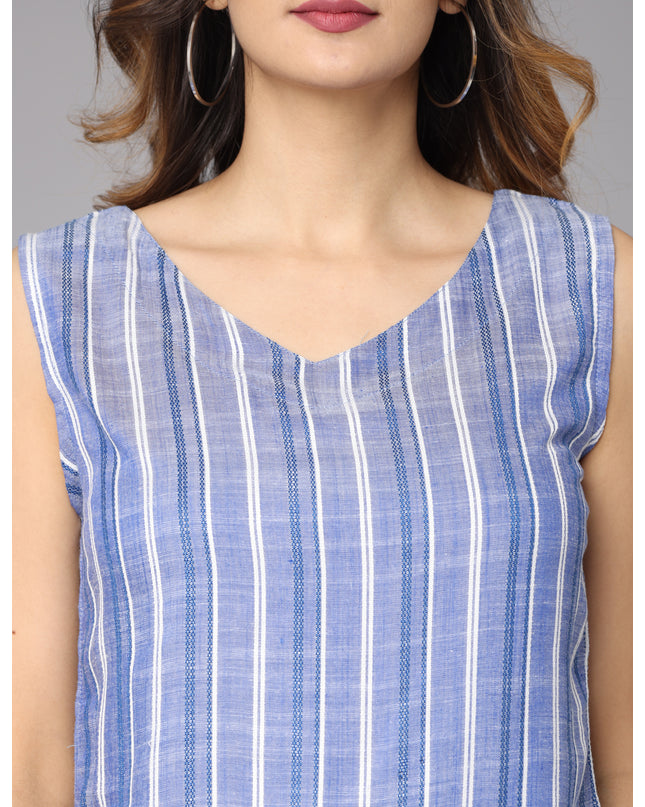 Buy the blue striped sleeveless top online for a fresh and stylish addition to your closet