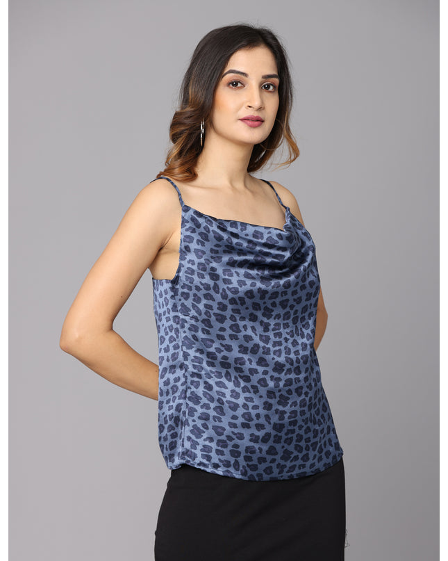 Add to cart: Fashionable Blue Cowl Neck Top