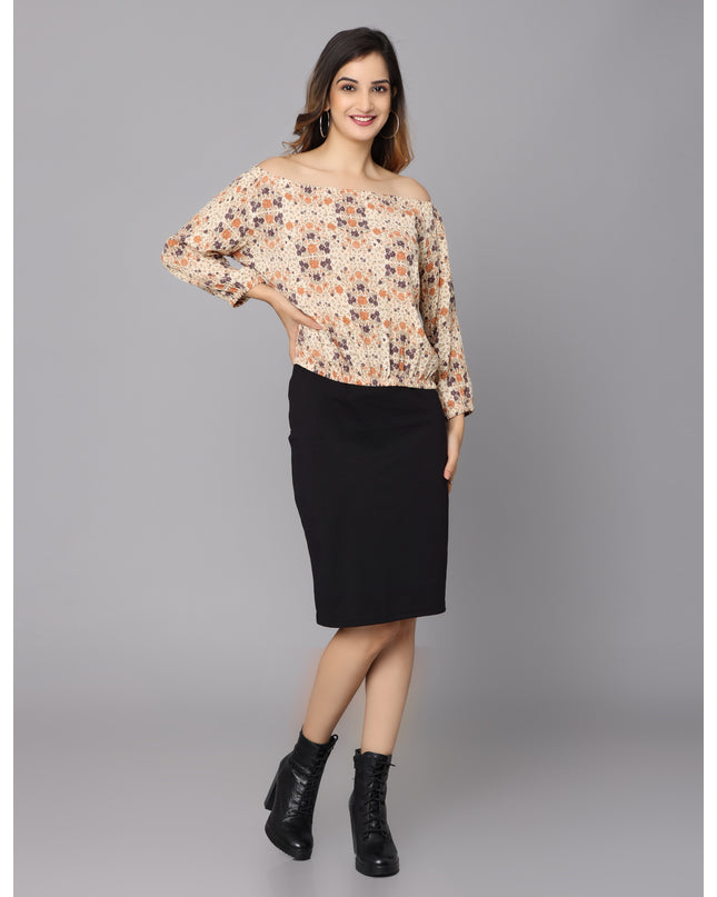 Buy Beige Printed Off Shoulder Top online