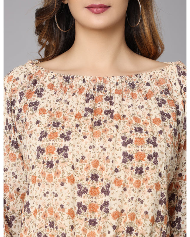 Trendy Beige Off Shoulder Top with Cool Prints – Available Online Now