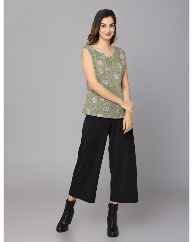 Fashion Forward: Shop Green Printed Sleeveless Top Online