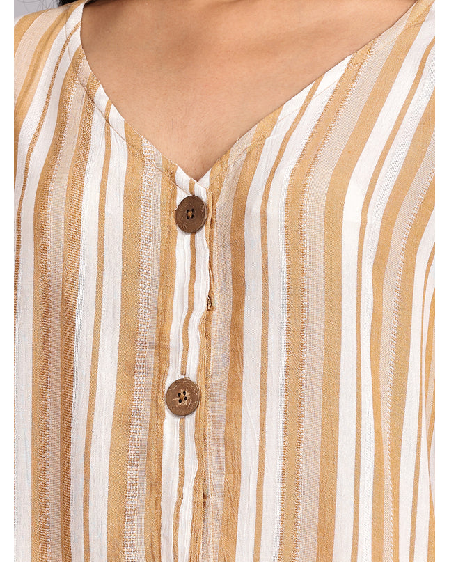 Striped Half Sleeve Crop Top with Buttons: Shop Online Now