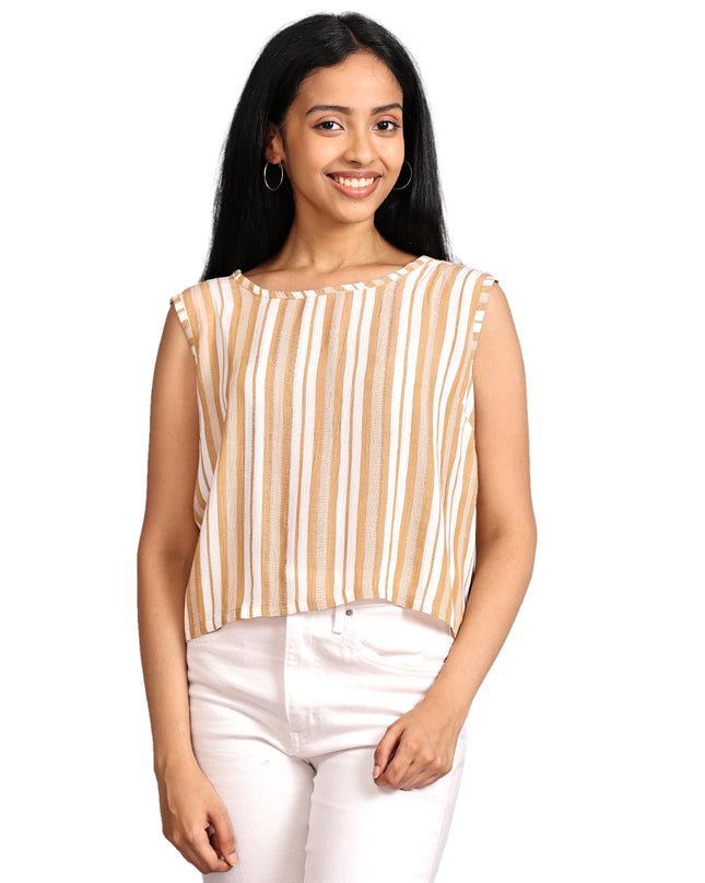 Trendy Crushed Crop Top Striped – Available Online Now
