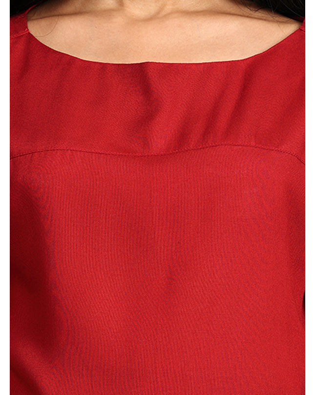 Find Boat Neck Red Woven Top Online