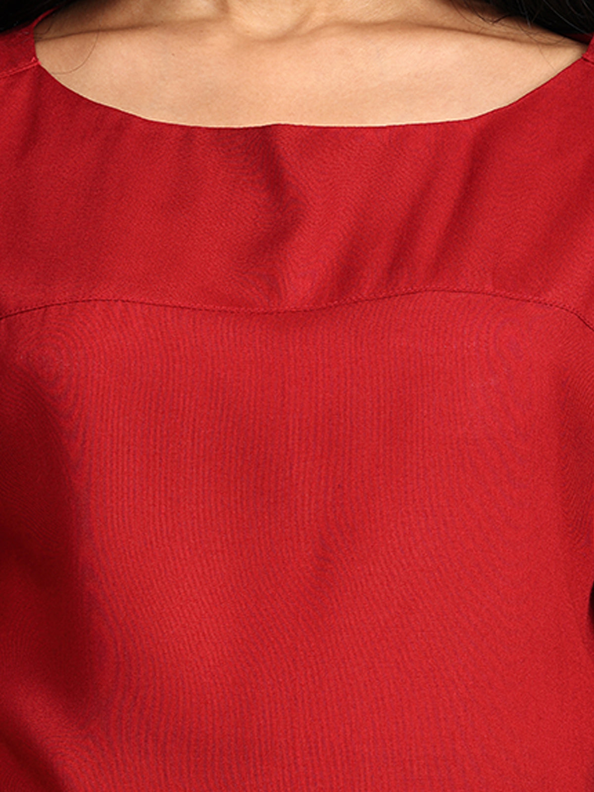 Find Boat Neck Red Woven Top Online