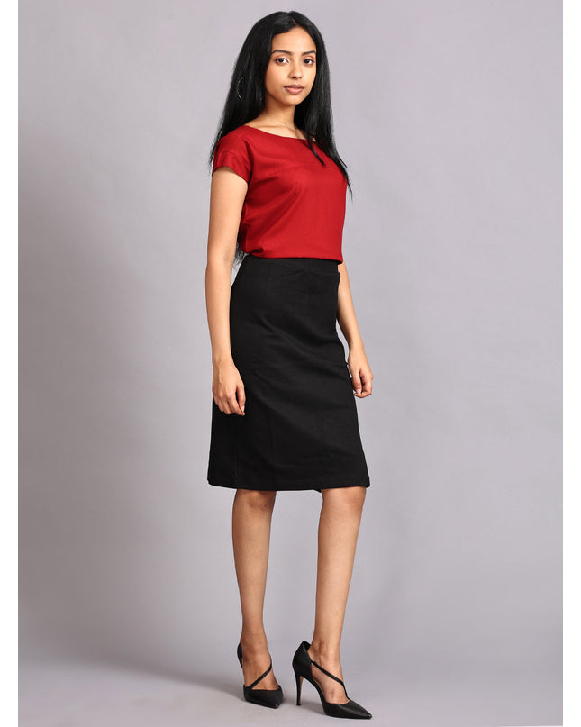 Explore Boat Neck Red Woven Top Online