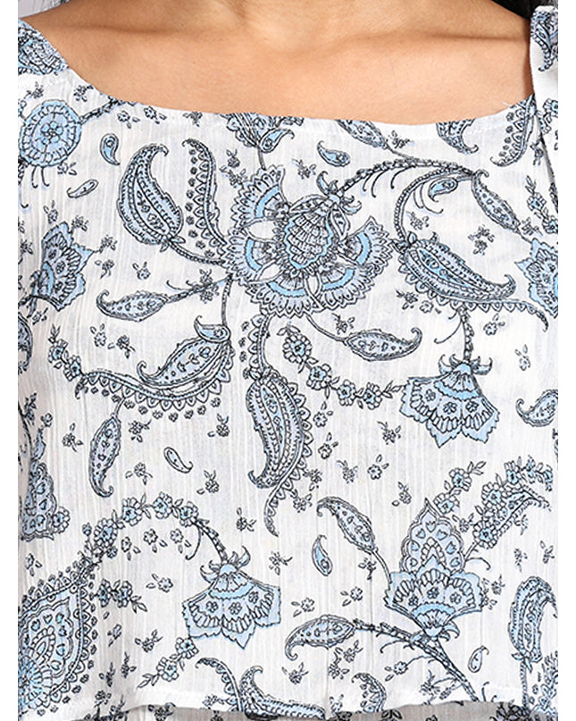 Find the perfect Blue&White Shoulder Knot Top online and slay your look