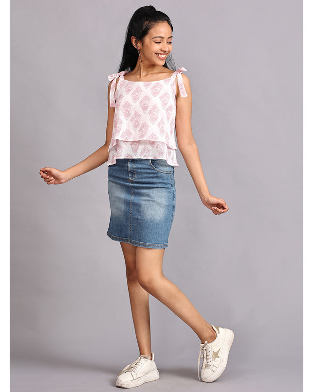 Buy Red & White Shoulder Knot Top online