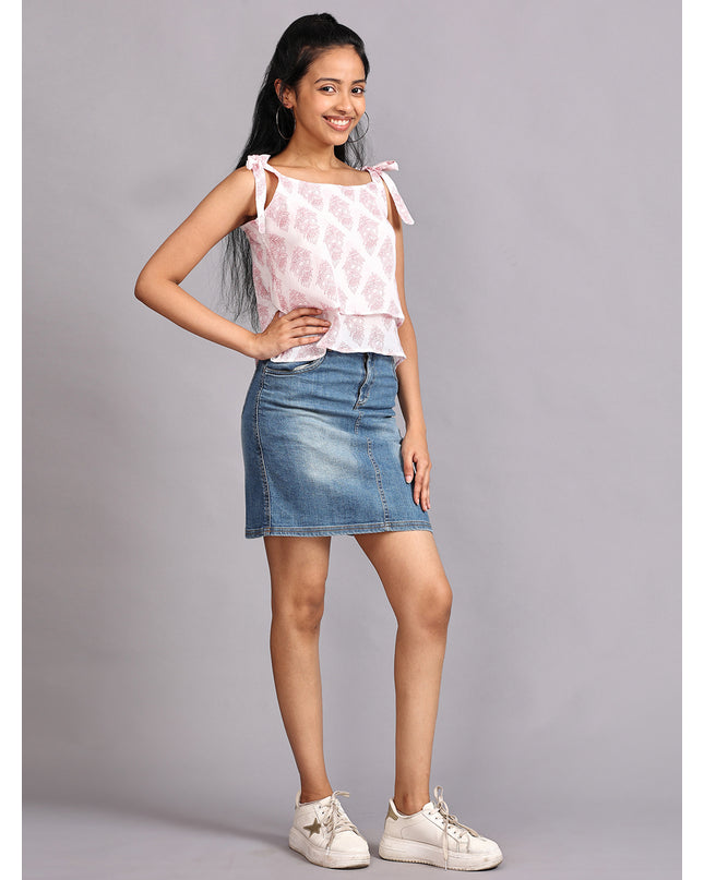 Shop Red & White Shoulder Knot Top online