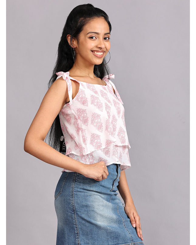 Chic Red & White Shoulder Knot Top - Buy Online Today
