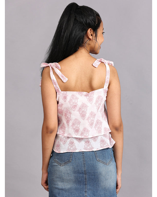 Get the Latest Red & White Shoulder Knot Top Online