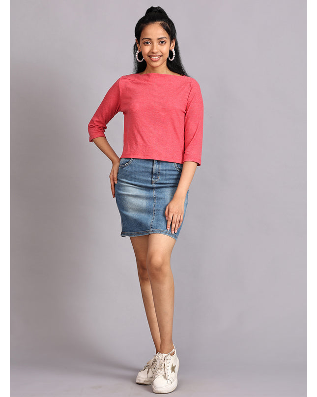 Buy Peach Ribbed Crop Top Online