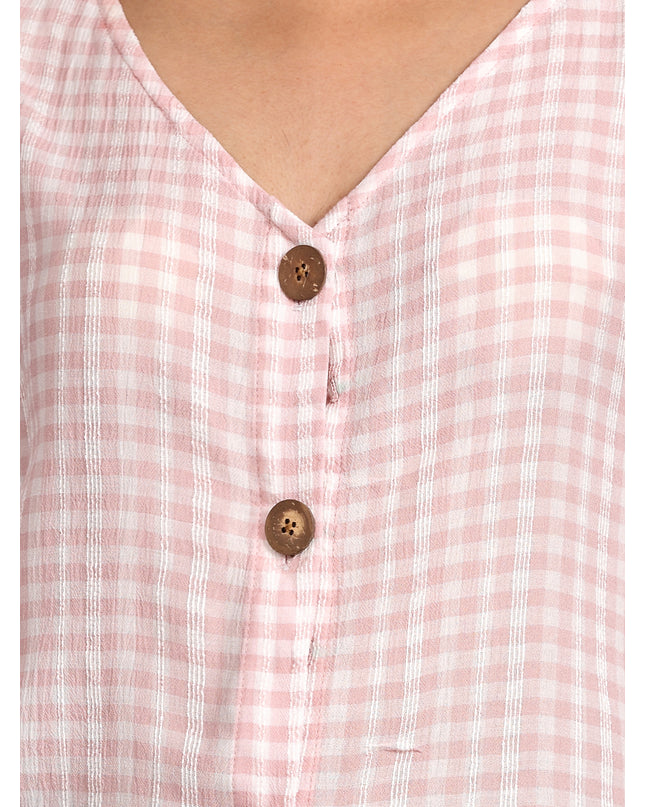 Order Pink Half Sleeve Crop Top with Buttons Online