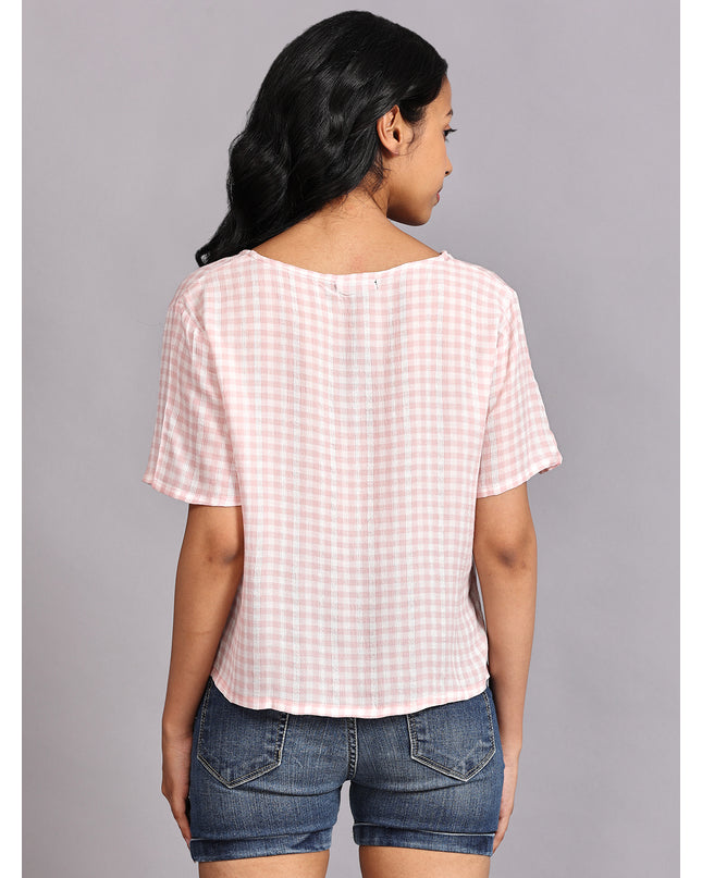 Online Shopping: Pink Half Sleeve Crop Top with Buttons
