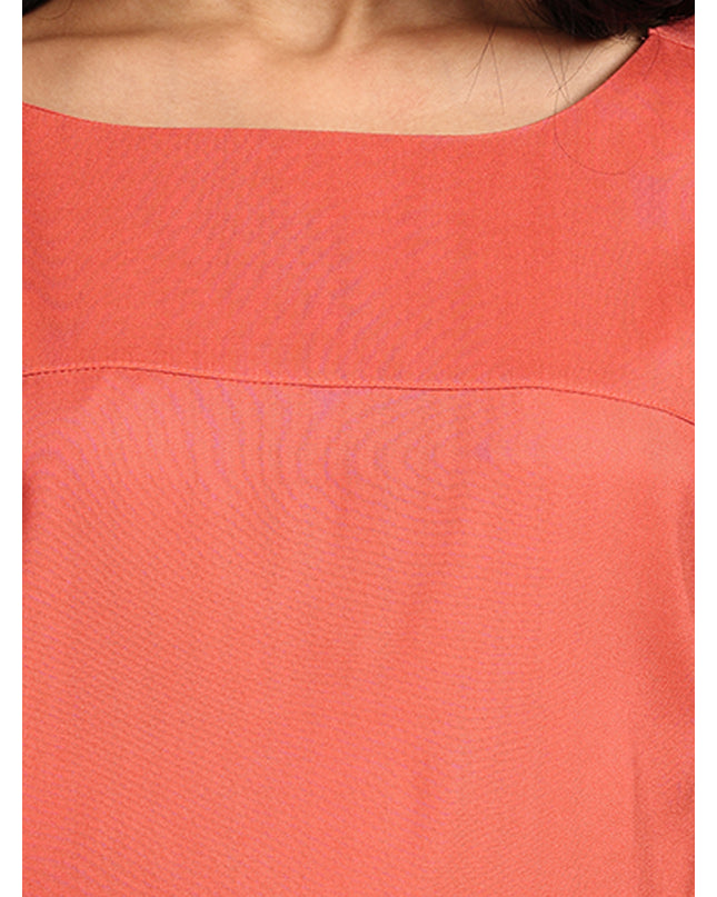 Order the fashionable Boat Neck Orange Woven Top online today