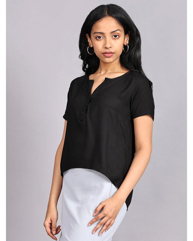 Purchase Black Half Sleeve Rayon Top Online