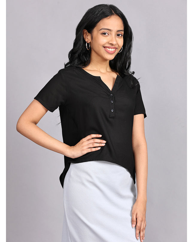 Order Black Half Sleeve Rayon Top Online