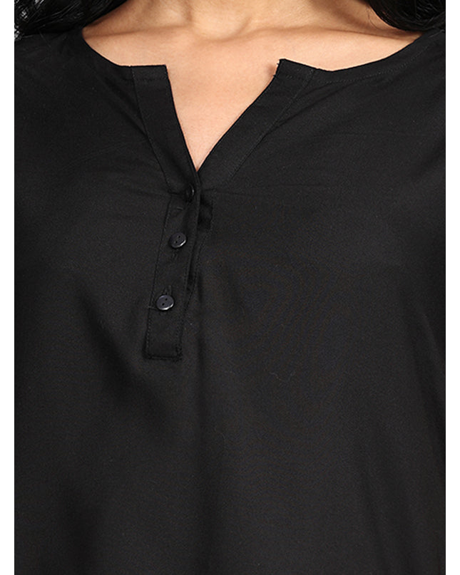 Get Black Half Sleeve Rayon Top Online