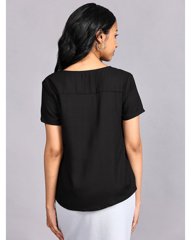 Find Black Half Sleeve Rayon Top Online