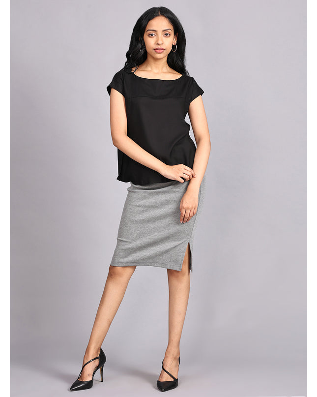 Shop Boat Neck Black Woven  Top online