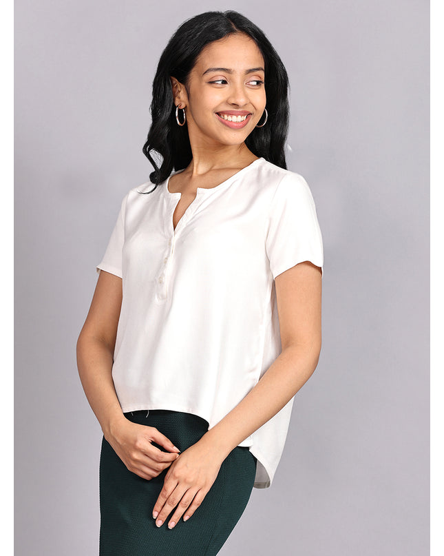 Order White Half Sleeve Rayon Top Online