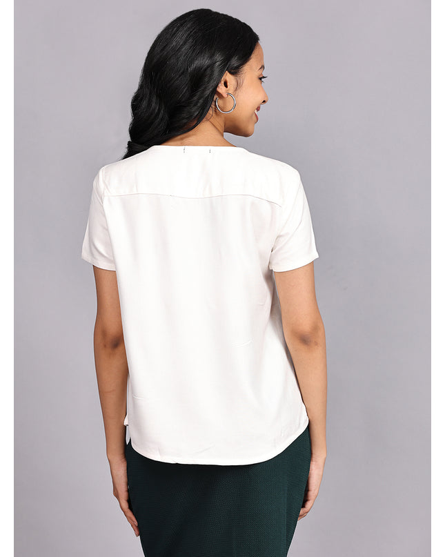 Find White Half Sleeve Rayon Top Online