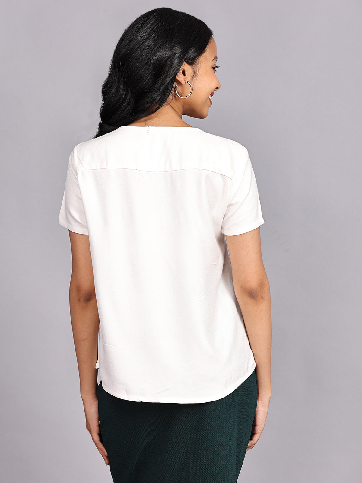 Find White Half Sleeve Rayon Top Online