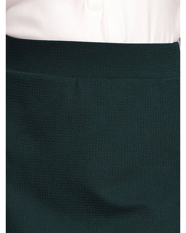 Get your hands on a fashionable green skirt with a side slit online