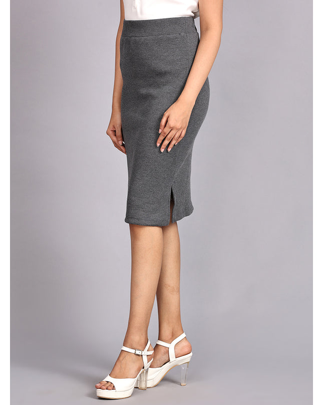 Shop Dark Grey Skirt with Side Slit online