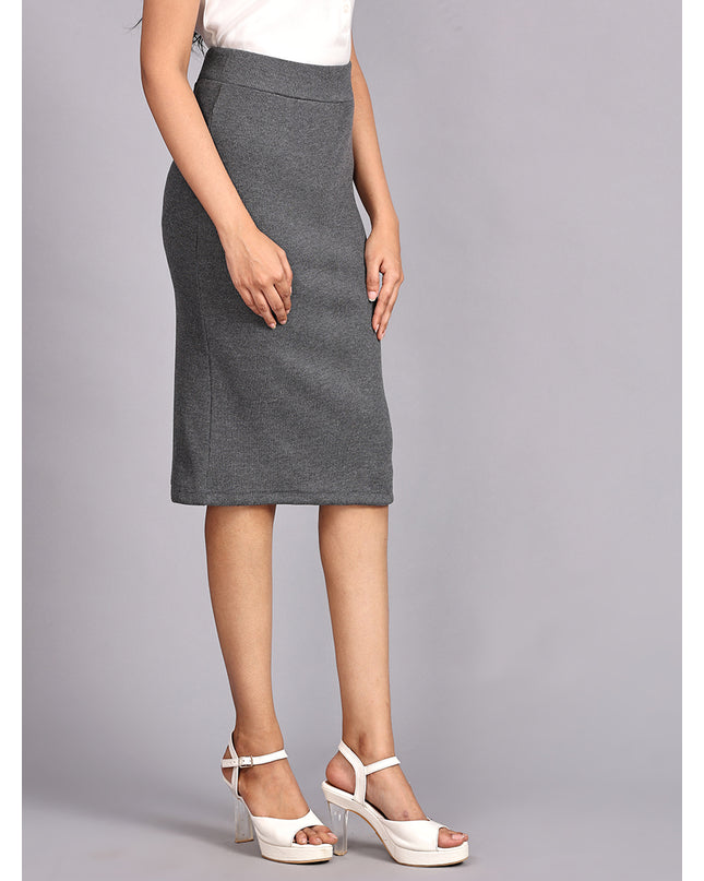 Trendy dark grey skirt with side slit - buy online