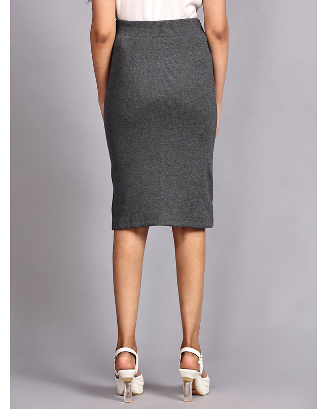 Get your stylish dark grey side-slit skirt online