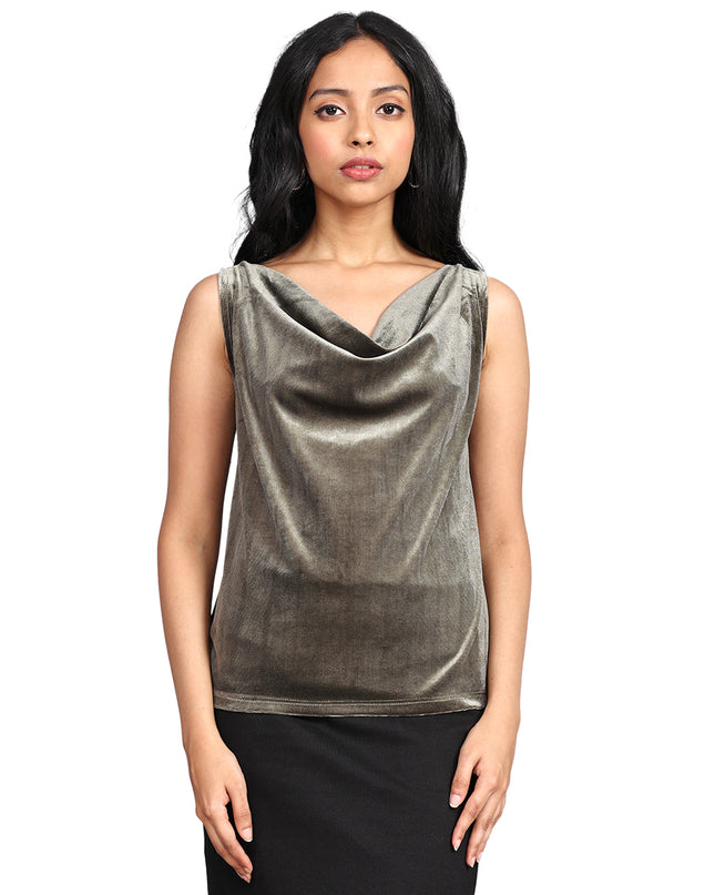 Shop Green Velvet Cowl Neck Top online