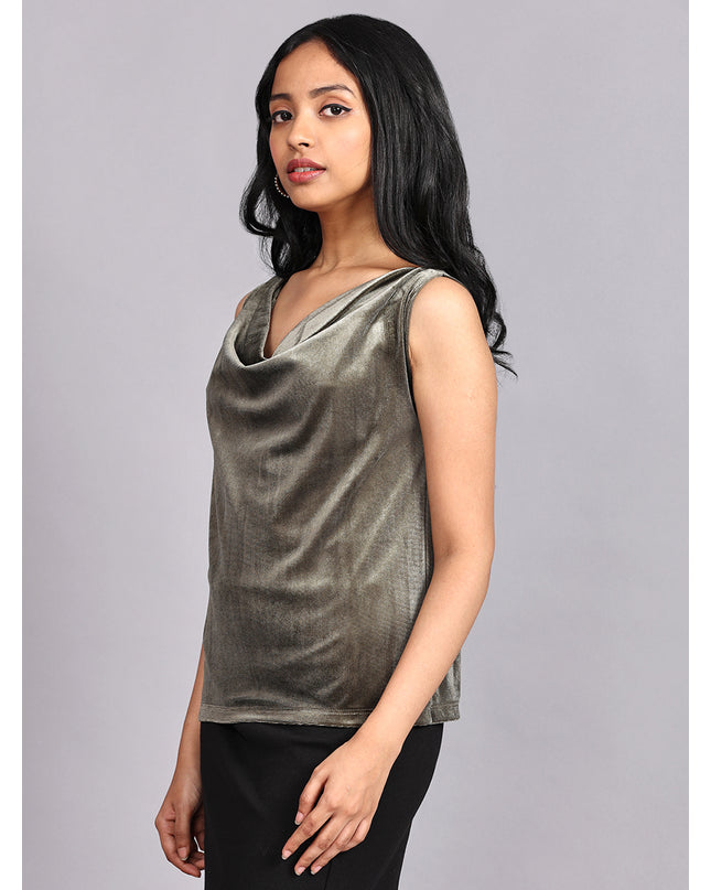 Purchase Green Velvet Cowl Neck Top Online