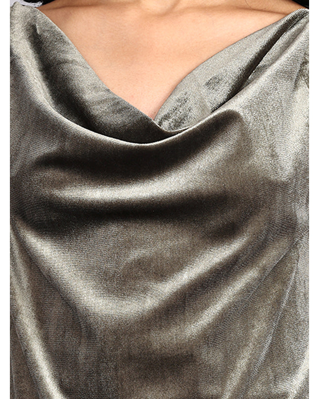 Shop Green Velvet Cowl Neck Top Online Now