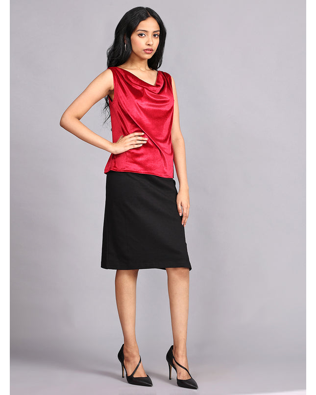 Shop Red Velvet Cowl Neck Top online