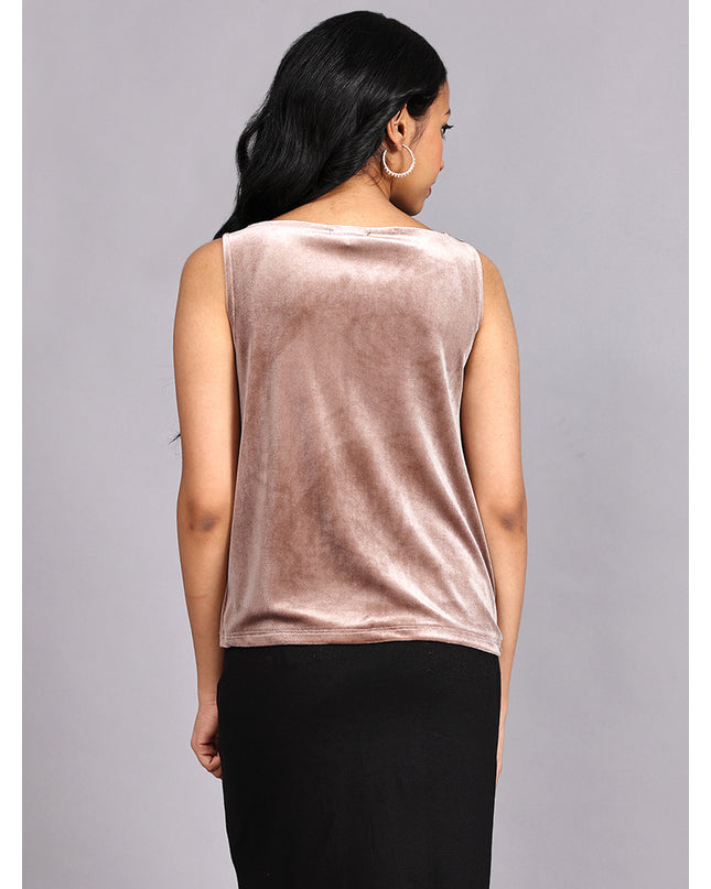 Online Shopping for Champagne Velvet Cowl Neck Top