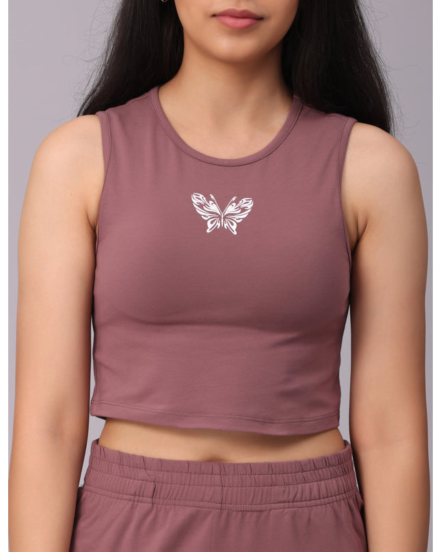 Shop Plum Knit Crop Top online