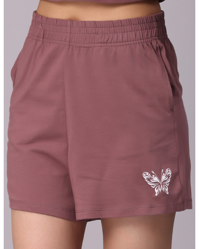 Buy Plum Knit Shorts online