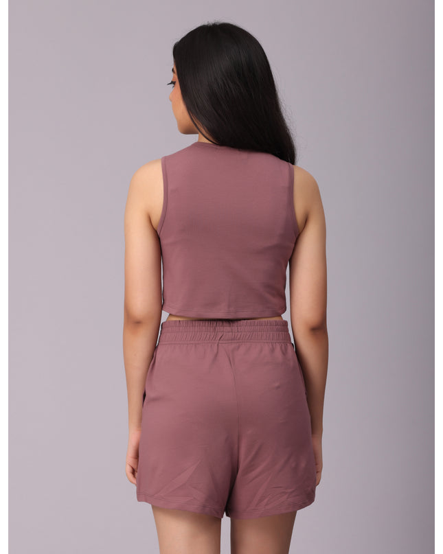 Buy trendy Plum Knit Shorts online