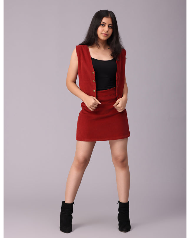 Shop the trendy rust corduroy vest online today!