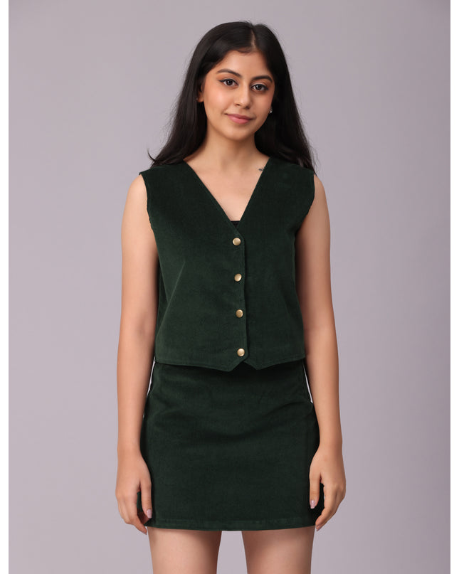 Trendy Green Corduroy Vest - Get Yours Now