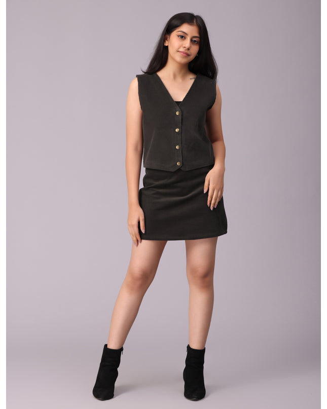 Shop now: Stylish Military Green Corduroy Vest for sale