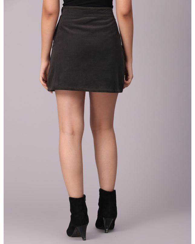 Military green corduroy mini skirt - Buy online
