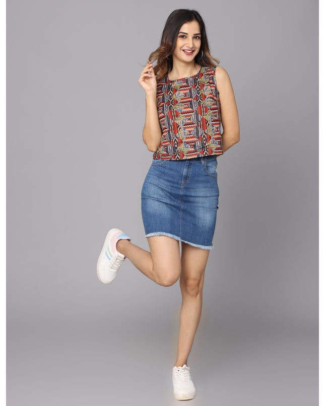 Find your perfect Printed Sleeveless Crop Top online here!