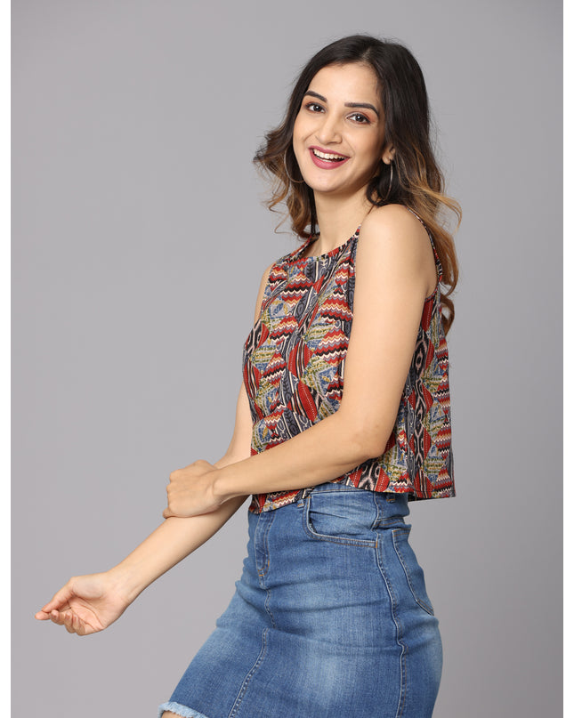 Discover the latest Printed Sleeveless Crop Top styles online!