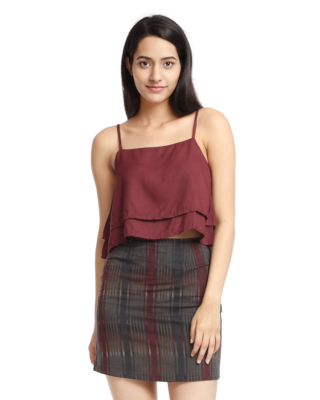Buy Layered crop top Maroon online