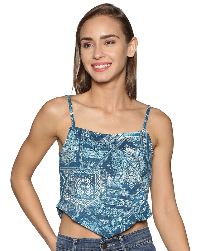 Buy Knit Turquoise V bottom Spaghetti Top online